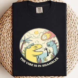Funny Dinosaur Meme Graphic T-Shirt, The Vibes Are In Shambles Tee